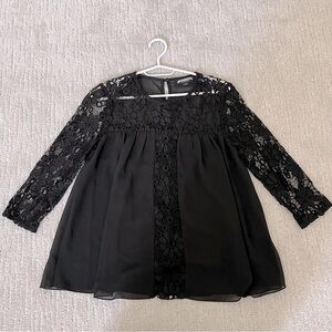 Black Lace Mid Sleeve Blouse Size S